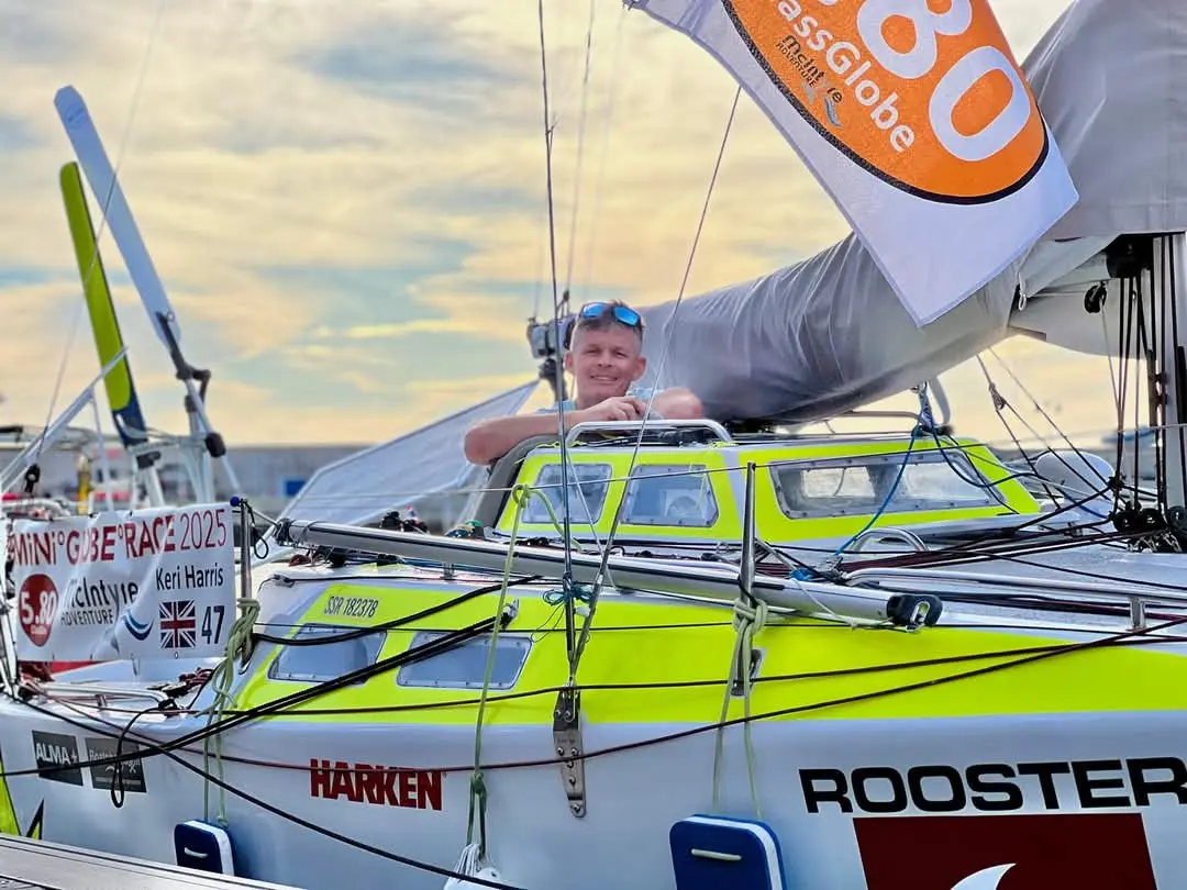 Vessel sailing autonomously downwind with the vane locked in position