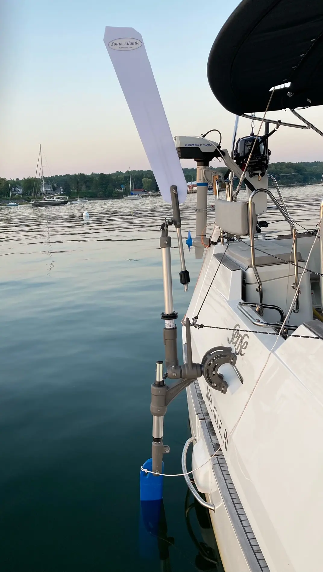 Detailed view of the steering mechanism and control lines