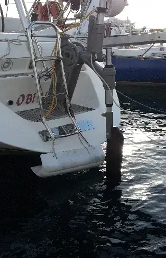 Self-steering gear package mounted and ready to sail