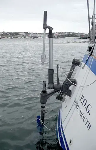 Aerial view of the S 440 windvane mounted on an offshore cruiser
