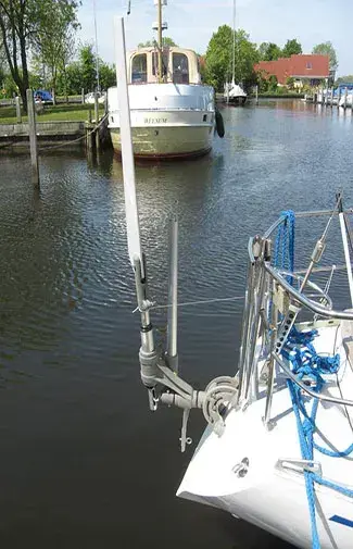 Deck-level view of the windvane operating smoothly on a passage