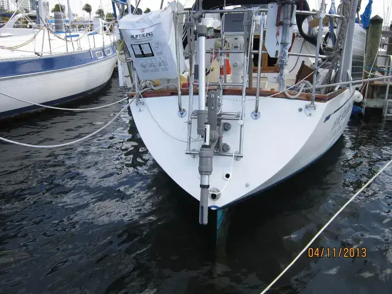 Close-up mechanism view of a self-steering unit in cold weather sailing
