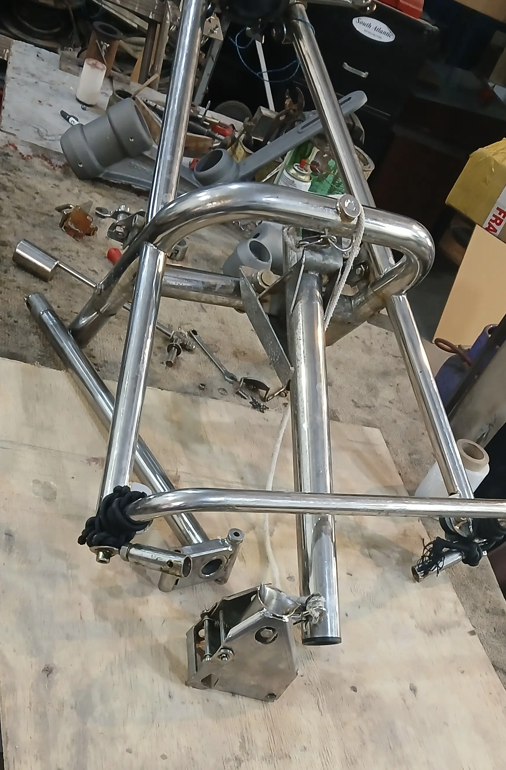 Windvane repair bench in workshop