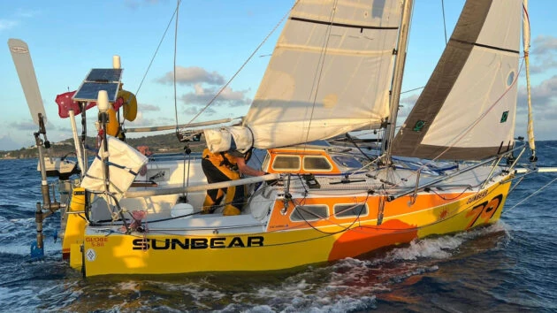 Eric Marsh's previously raced South Atlantic S 301 aboard Sunbear during the McIntyre Mini Globe Race
